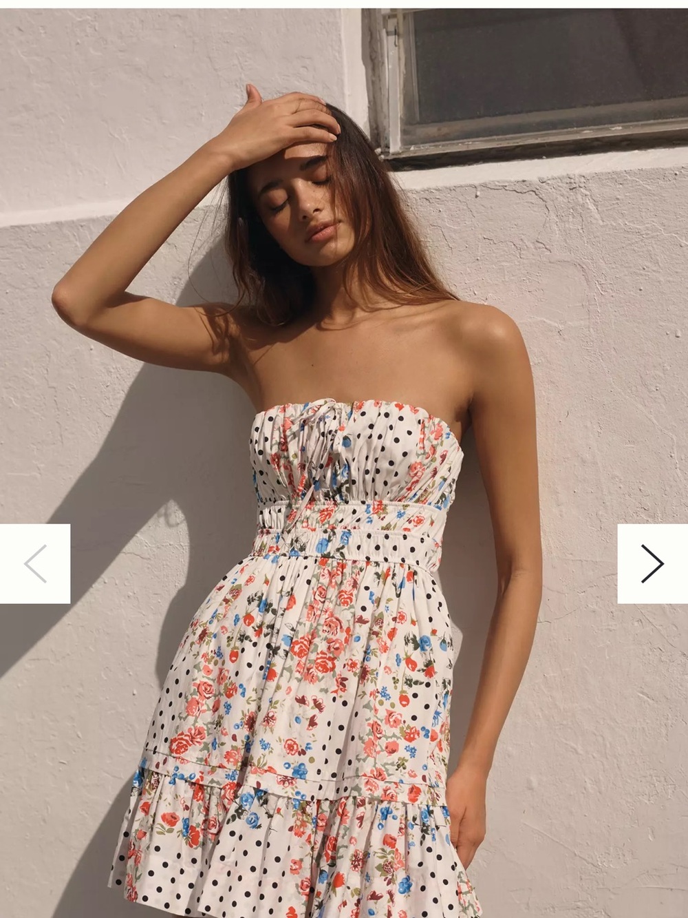 Anthropologie White Strapless Floral Polka Dot Sundress